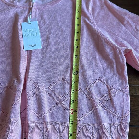 Grace Karin Pink Cropped Cardigan Sweater Size 2XL New with tags - Picture 6 of 9